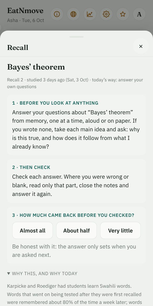 A recall: the topic, how to recall it today in three steps, and the research the method rests on